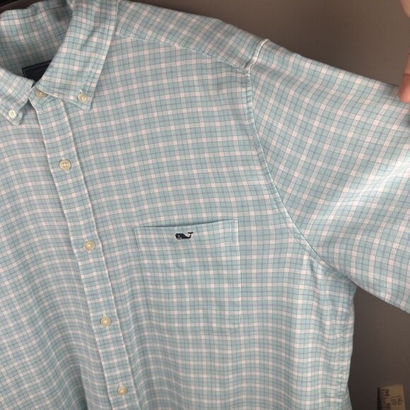 Vineyard Vines Blue Cotton Linen Blend Classic Fit Button Down Shirt Size L - Picture 4 of 6